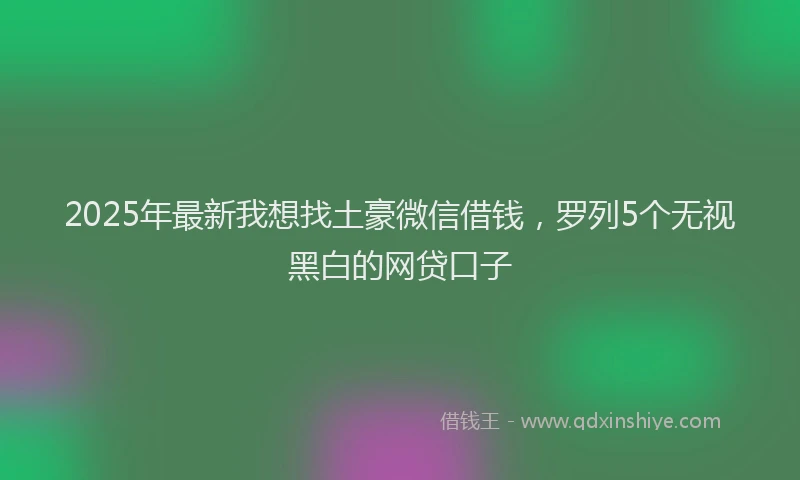 2025年最新我想找土豪微信借钱，罗列5个无视黑白的网贷口子