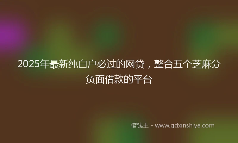 2025年最新纯白户必过的网贷，整合五个芝麻分负面借款的平台