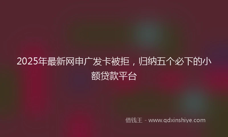 2025年最新网申广发卡被拒，归纳五个必下的小额贷款平台
