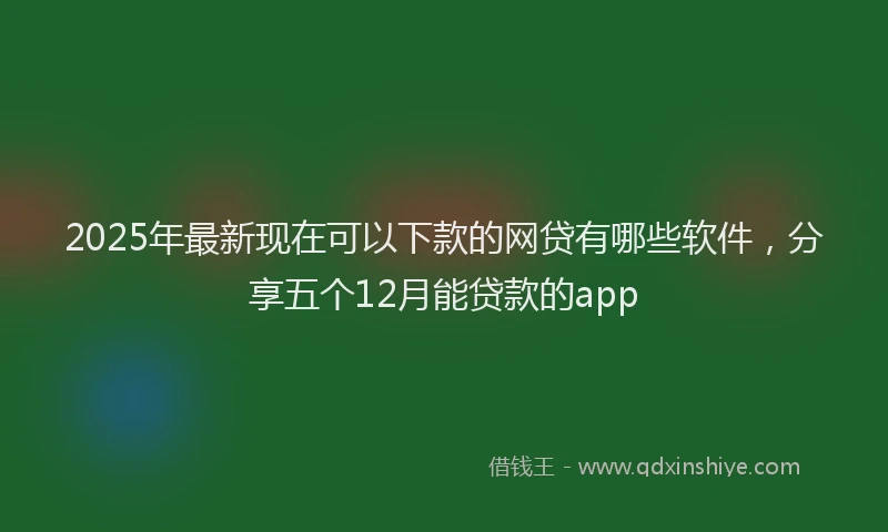 2025年最新现在可以下款的网贷有哪些软件，分享五个12月能贷款的app