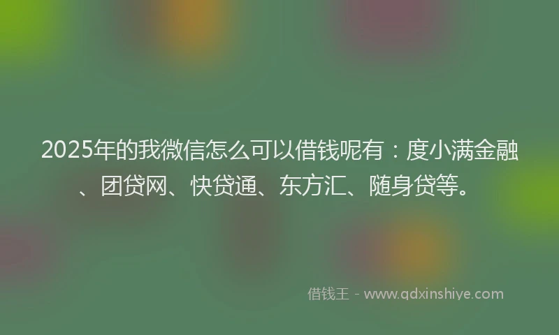 2025年的我微信怎么可以借钱呢有：度小满金融、团贷网、快贷通、东方汇、随身贷等。