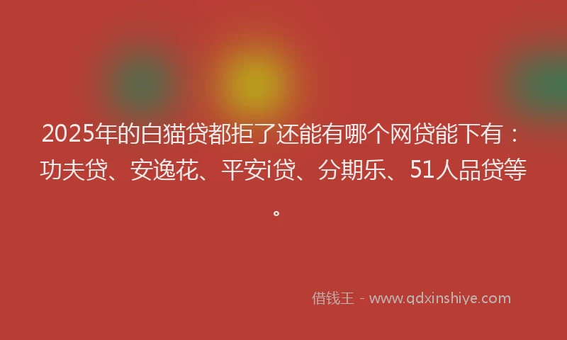 2025年的白猫贷都拒了还能有哪个网贷能下有：功夫贷、安逸花、平安i贷、分期乐、51人品贷等。