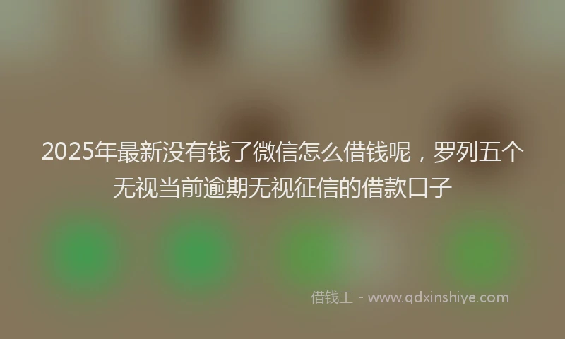 2025年最新没有钱了微信怎么借钱呢，罗列五个无视当前逾期无视征信的借款口子