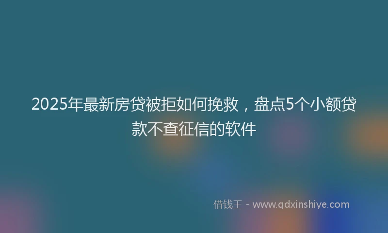 2025年最新房贷被拒如何挽救，盘点5个小额贷款不查征信的软件