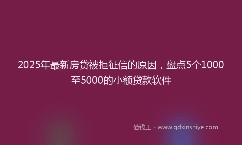 2025年最新房贷被拒征信的原因，盘点5个1000至5000的小额贷款软件
