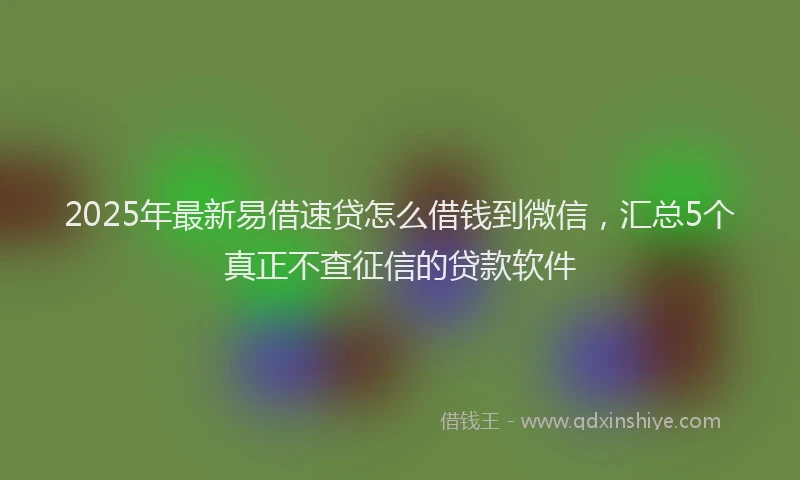 2025年最新易借速贷怎么借钱到微信，汇总5个真正不查征信的贷款软件