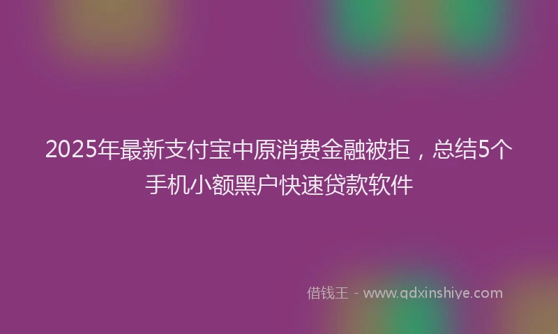 2025年最新支付宝中原消费金融被拒，总结5个手机小额黑户快速贷款软件