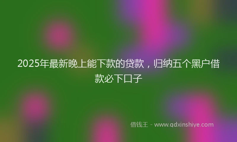 2025年最新晚上能下款的贷款，归纳五个黑户借款必下口子
