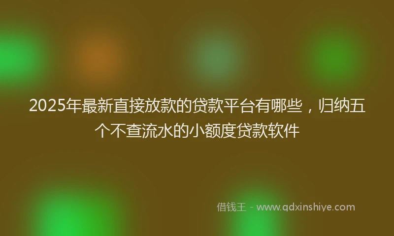 2025年最新直接放款的贷款平台有哪些，归纳五个不查流水的小额度贷款软件