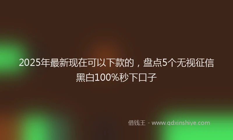 2025年最新现在可以下款的，盘点5个无视征信黑白100%秒下口子