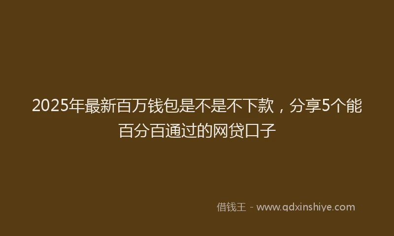 2025年最新百万钱包是不是不下款，分享5个能百分百通过的网贷口子