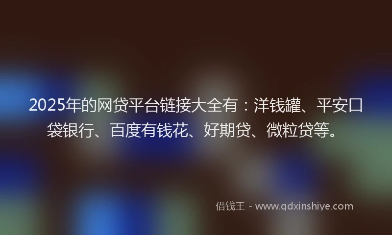2025年的网贷平台链接大全有：洋钱罐、平安口袋银行、百度有钱花、好期贷、微粒贷等。