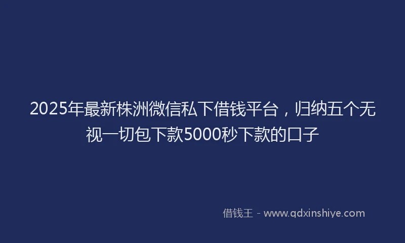 2025年最新株洲微信私下借钱平台，归纳五个无视一切包下款5000秒下款的口子