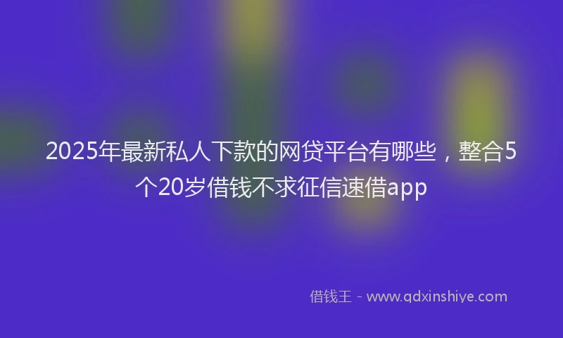 2025年最新私人下款的网贷平台有哪些，整合5个20岁借钱不求征信速借app