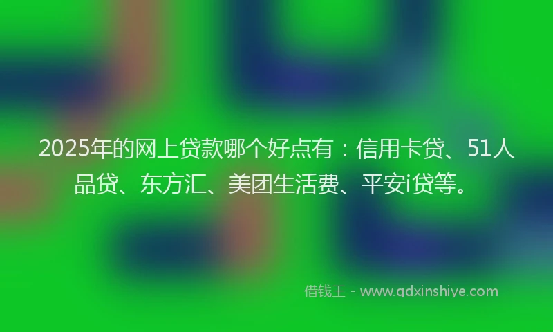 2025年的网上贷款哪个好点有:信用卡贷、51人品贷、东方汇、美团生活费、平安i贷等。