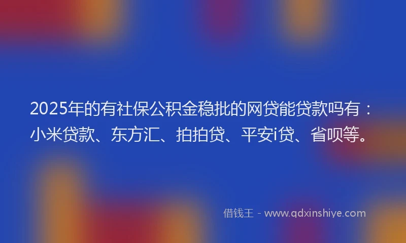2025年的有社保公积金稳批的网贷能贷款吗有：小米贷款、东方汇、拍拍贷、平安i贷、省呗等。