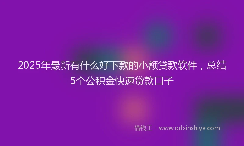 2025年最新有什么好下款的小额贷款软件，总结5个公积金快速贷款口子