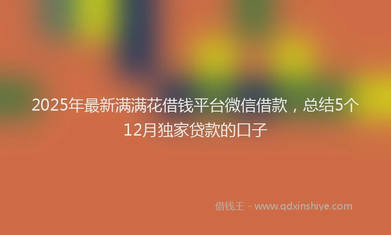 2025年最新满满花借钱平台微信借款，总结5个12月独家贷款的口子