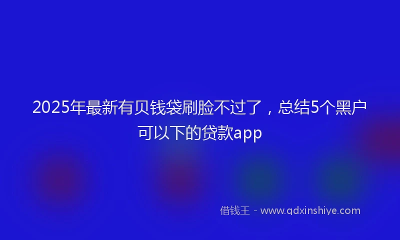 2025年最新有贝钱袋刷脸不过了，总结5个黑户可以下的贷款app