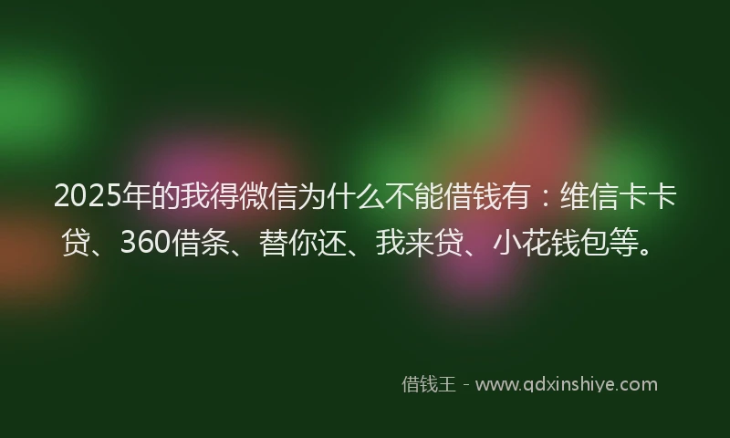 2025年的我得微信为什么不能借钱有：维信卡卡贷、360借条、替你还、我来贷、小花钱包等。