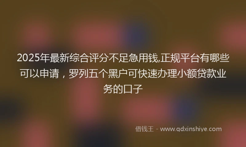 2025年最新综合评分不足急用钱,正规平台有哪些可以申请，罗列五个黑户可快速办理小额贷款业务的口子