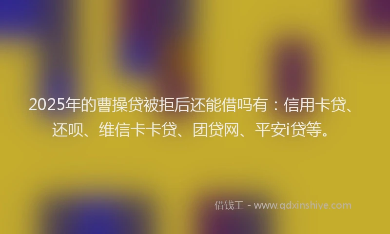 2025年的曹操贷被拒后还能借吗有：信用卡贷、还呗、维信卡卡贷、团贷网、平安i贷等。