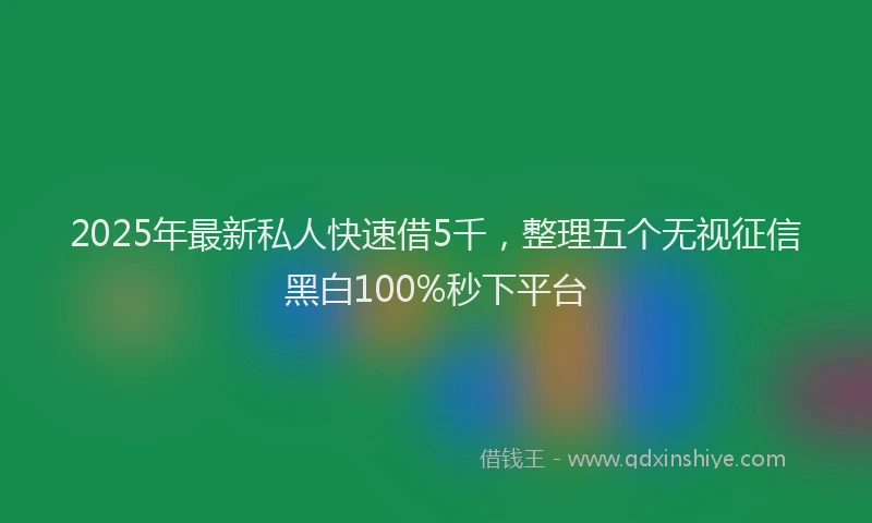 2025年最新私人快速借5千，整理五个无视征信黑白100%秒下平台