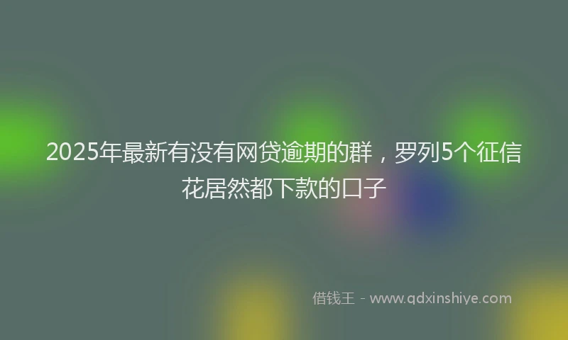 2025年最新有没有网贷逾期的群，罗列5个征信花居然都下款的口子