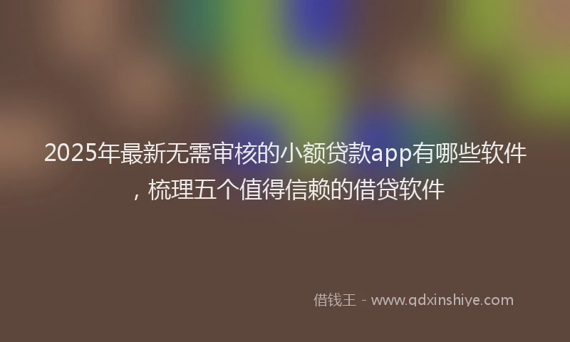 2025年最新无需审核的小额贷款app有哪些软件，梳理五个值得信赖的借贷软件
