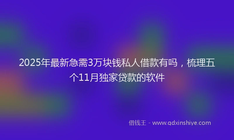 2025年最新急需3万块钱私人借款有吗，梳理五个11月独家贷款的软件