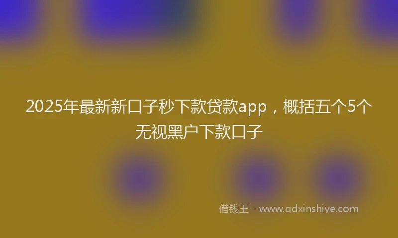 2025年最新新口子秒下款贷款app，概括五个5个无视黑户下款口子