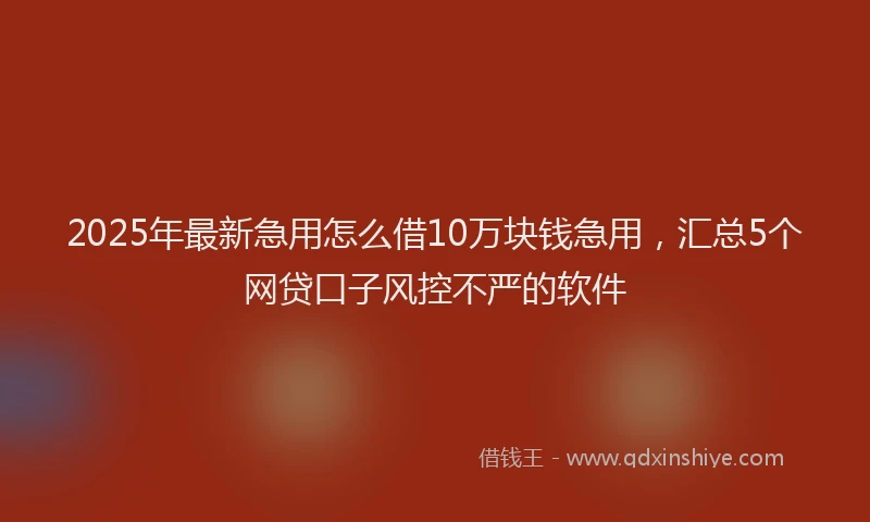 2025年最新急用怎么借10万块钱急用，汇总5个网贷口子风控不严的软件