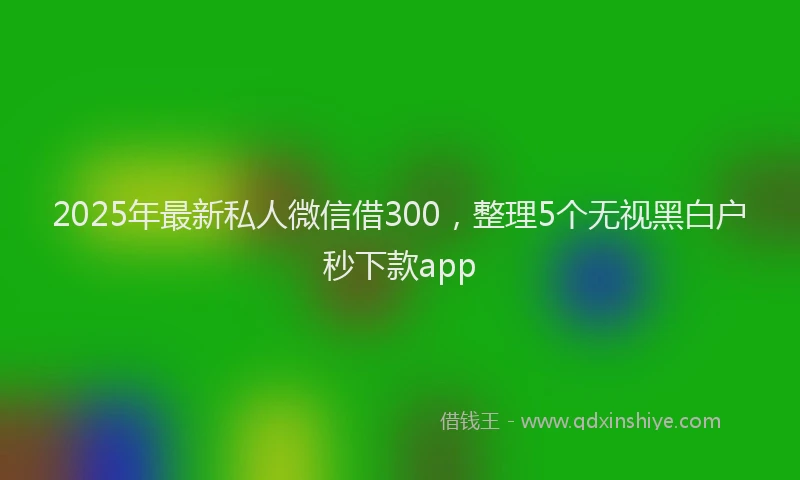 2025年最新私人微信借300,整理5个无视黑白户秒下款app