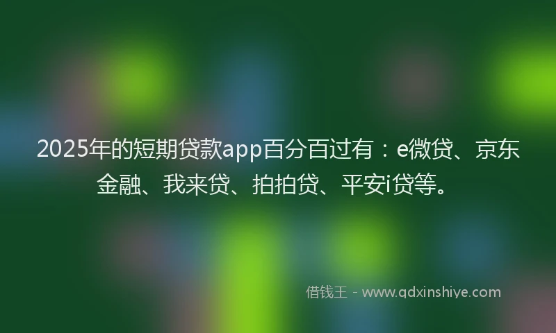 2025年的短期贷款app百分百过有：e微贷、京东金融、我来贷、拍拍贷、平安i贷等。