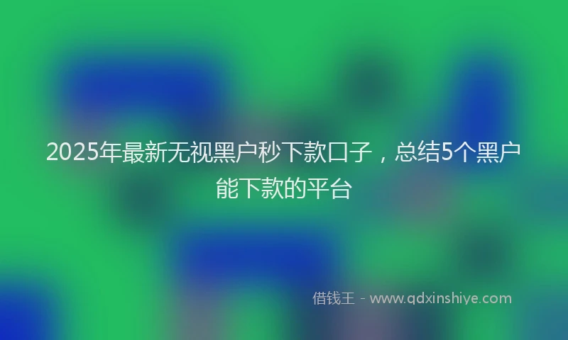 2025年最新无视黑户秒下款口子,总结5个黑户能下款的平台