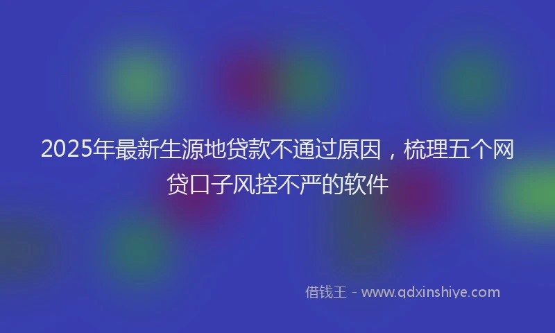 2025年最新生源地贷款不通过原因，梳理五个网贷口子风控不严的软件