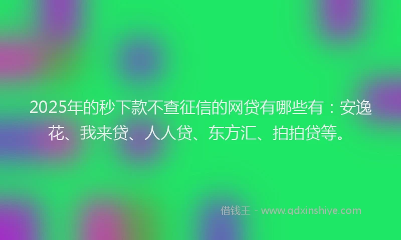 2025年的秒下款不查征信的网贷有哪些有：安逸花、我来贷、人人贷、东方汇、拍拍贷等。