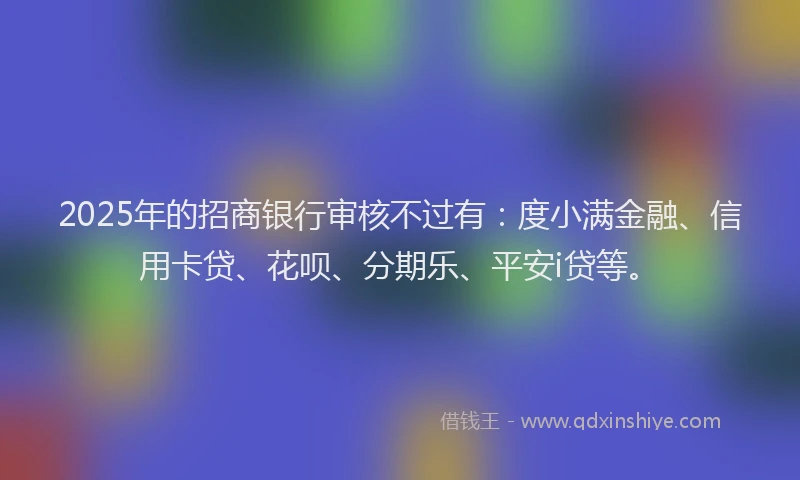 2025年的招商银行审核不过有：度小满金融、信用卡贷、花呗、分期乐、平安i贷等。