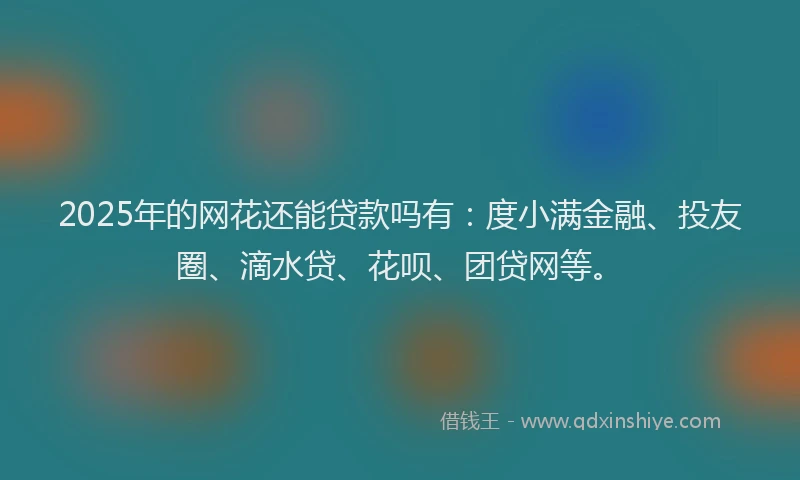 2025年的网花还能贷款吗有：度小满金融、投友圈、滴水贷、花呗、团贷网等。