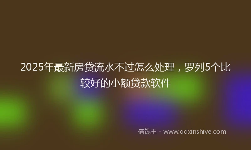 2025年最新房贷流水不过怎么处理，罗列5个比较好的小额贷款软件