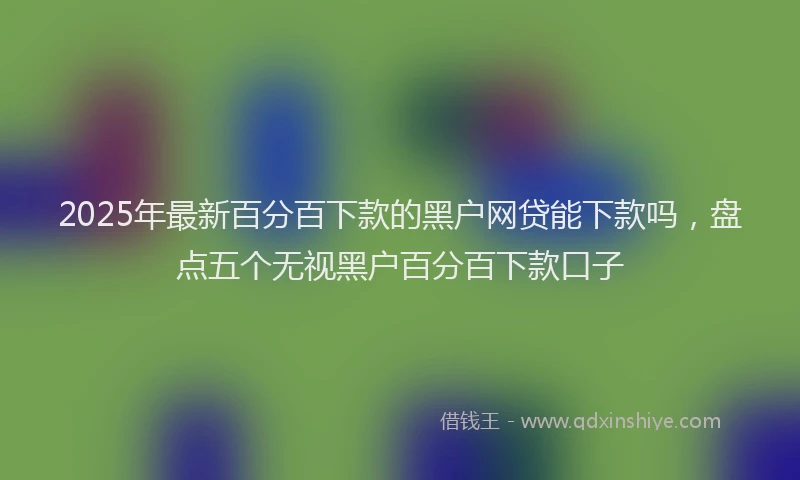 2025年最新百分百下款的黑户网贷能下款吗，盘点五个无视黑户百分百下款口子