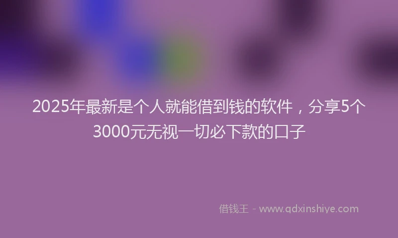 2025年最新是个人就能借到钱的软件，分享5个3000元无视一切必下款的口子