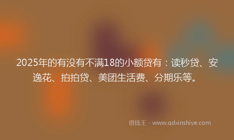 2025年的有没有不满18的小额贷有：读秒贷、安逸花、拍拍贷、美团生活费、分期乐等。