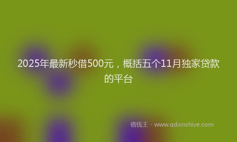 2025年最新秒借500元，概括五个11月独家贷款的平台