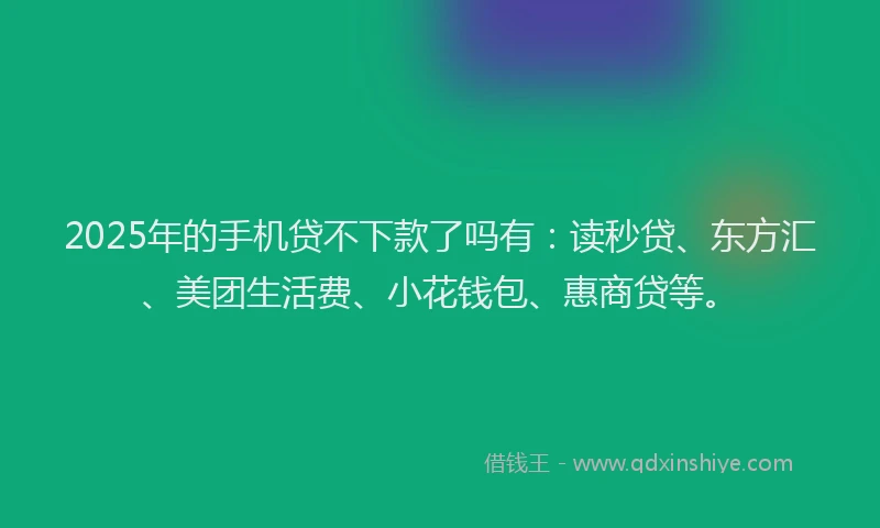 2025年的手机贷不下款了吗有：读秒贷、东方汇、美团生活费、小花钱包、惠商贷等。