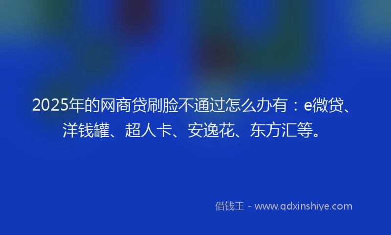 2025年的网商贷刷脸不通过怎么办有：e微贷、洋钱罐、超人卡、安逸花、东方汇等。