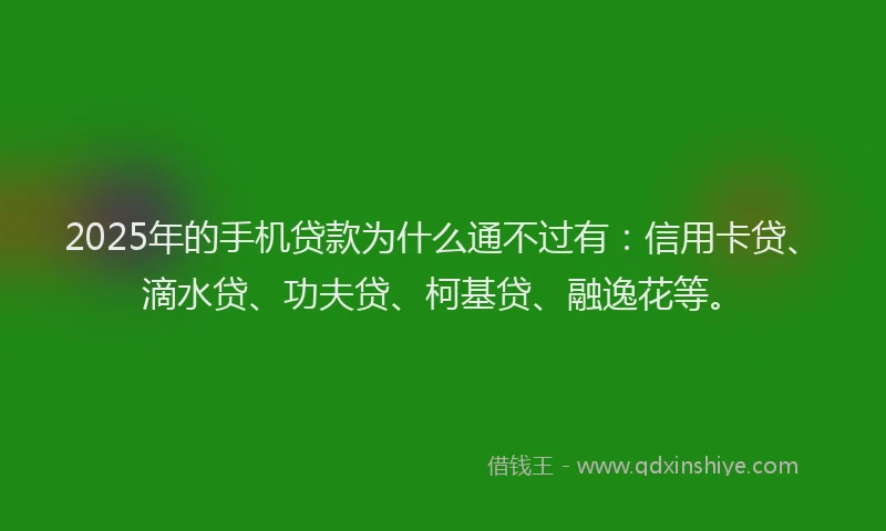 2025年的手机贷款为什么通不过有：信用卡贷、滴水贷、功夫贷、柯基贷、融逸花等。