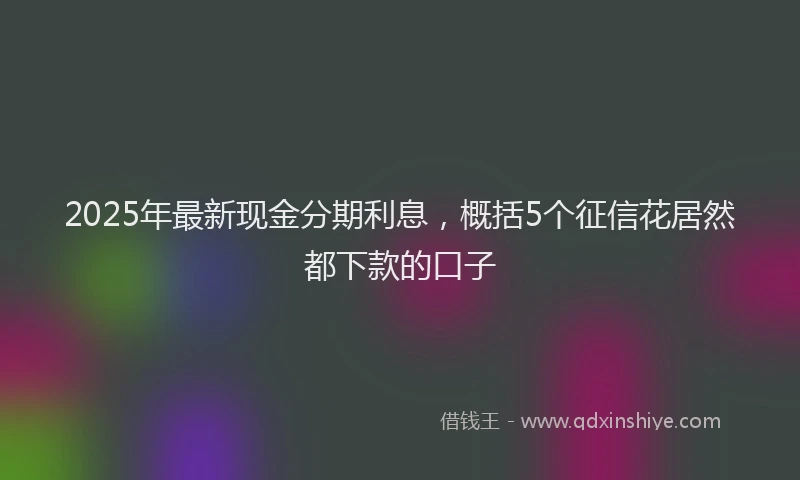 2025年最新现金分期利息，概括5个征信花居然都下款的口子