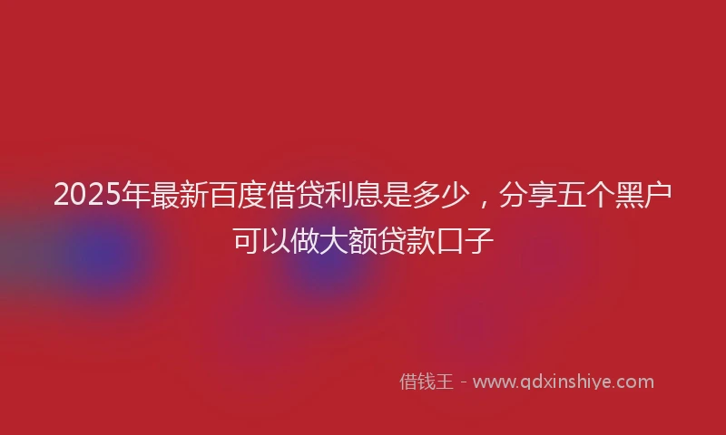 2025年最新百度借贷利息是多少，分享五个黑户可以做大额贷款口子