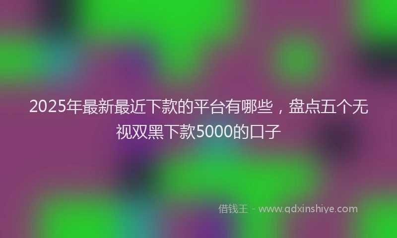 2025年最新最近下款的平台有哪些，盘点五个无视双黑下款5000的口子